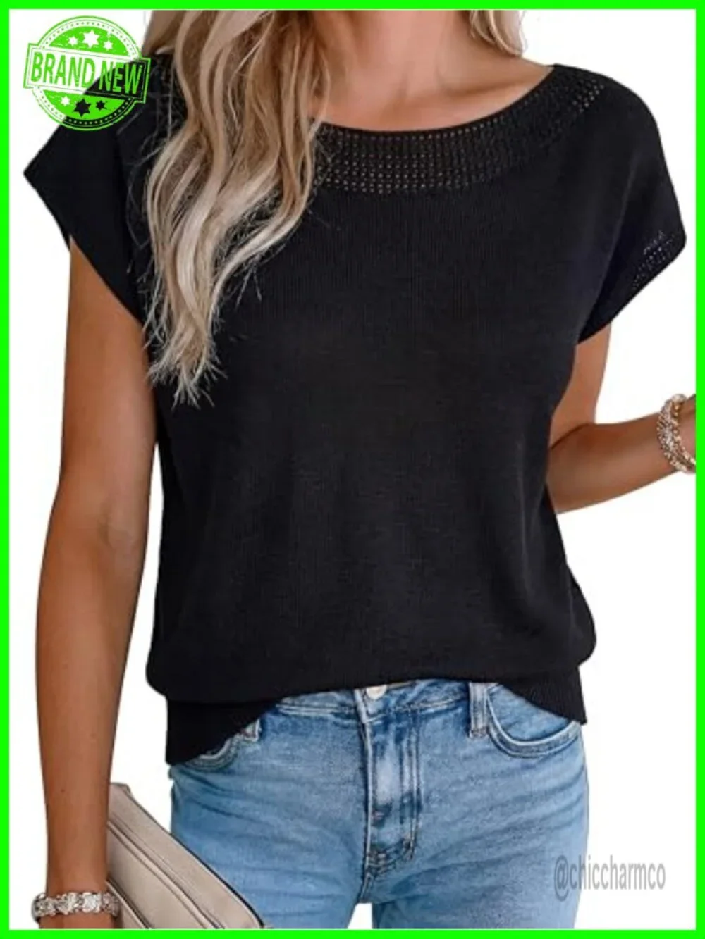 Cashmere Blend Cap Sleeve Hollow Out Sweater Vest Knit Summer Top